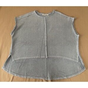 Free People WE THE FREE Blue Terry Cloth Drop Tail Muscle Tank, Medium NWOT